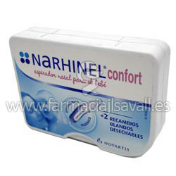 NARHINEL CONFORT ASPIRADOR NASAL PARA EL BEBE + 2 RECAMBIOS BLANDOS DESECHABLES