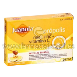 JUANOLA PROPOLIS CON MIEL ZINC + VITAMINA C 24 PASTILLAS DE GOMA