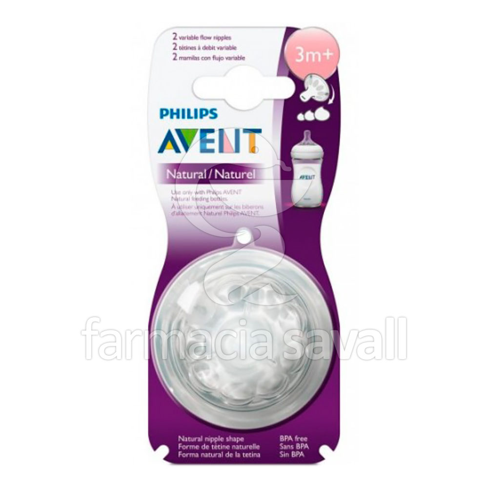 2 TETINAS AVENT NATURAL FLUJO VARIABLE SILICONA 3M+