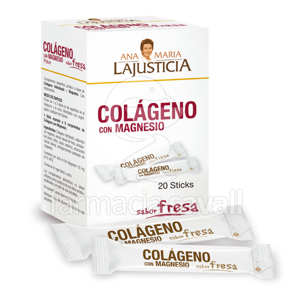 COLAGENO CON MAGNESIO SABOR A FRESA ANA MARIA LAJUSTICIA 20 STICKS