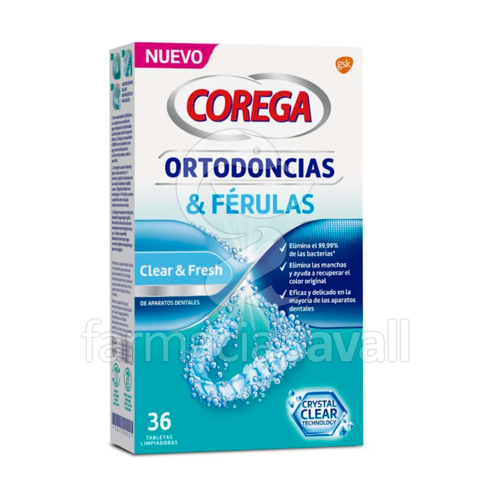 COREGA ORTODONCIAS Y FERULAS 36 TABLETAS LIMPIADORAS