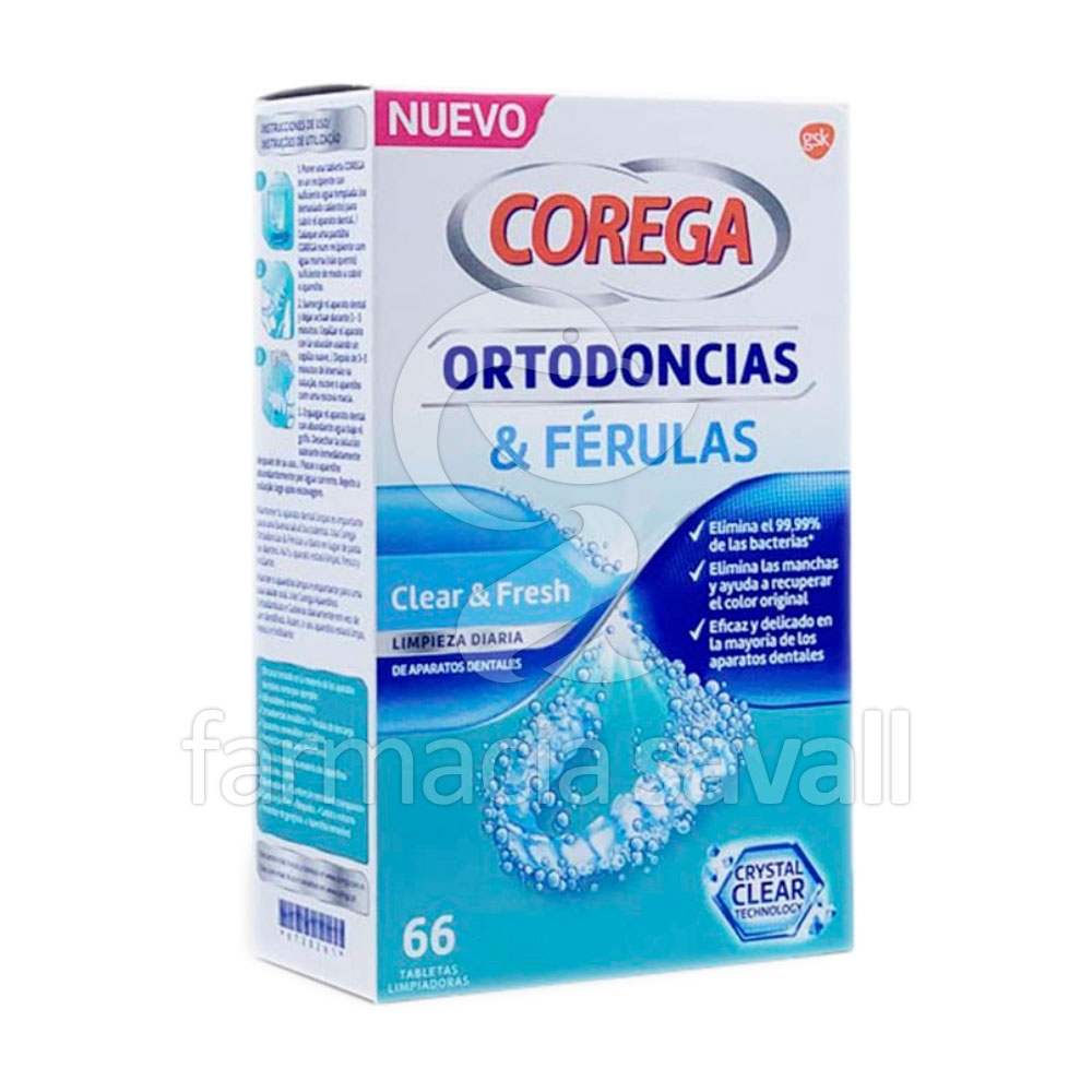 COREGA ORTODONCIAS Y FERULAS 66 TABLETAS LIMPIADORAS