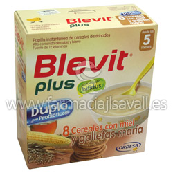 BLEVIT PLUS DUPLO 8 CEREALES CON MIEL Y GALLETAS MARIA 600 G